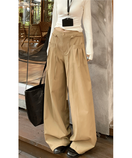 drawstring wide pants / 6color　hm1670