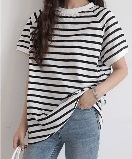 border cotton tee / 2color　hm2986