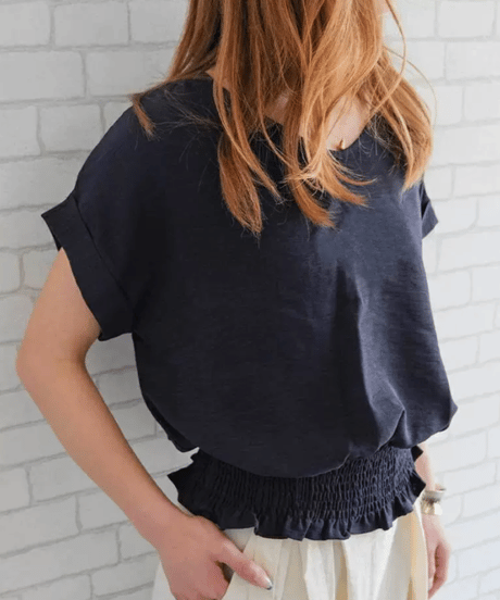 shirred hem blouse / 8color　hm3003