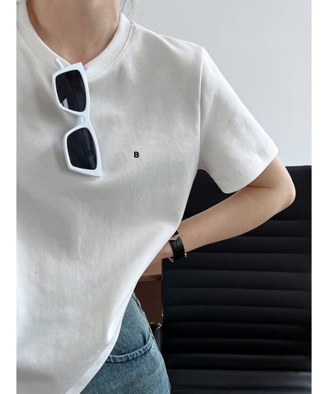letter embroidery tee / 3color　hm3014