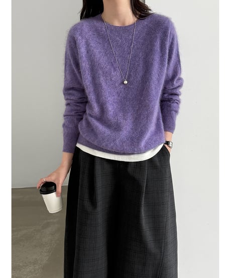 fuzzy crewneck sweater / 7color　hm3260