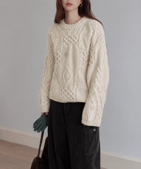 cable knit sweater / 3color　hm3227