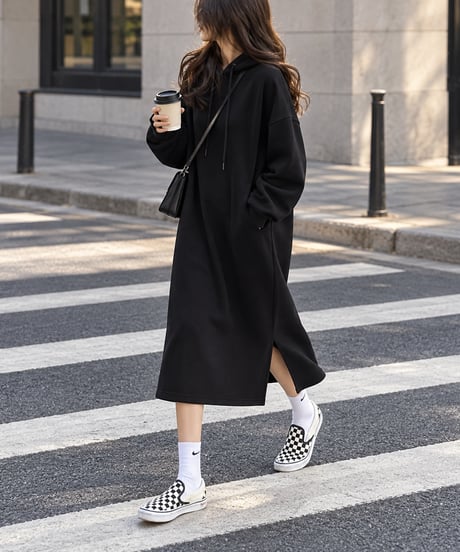 oversized hoodie dress / 4color　hm2628