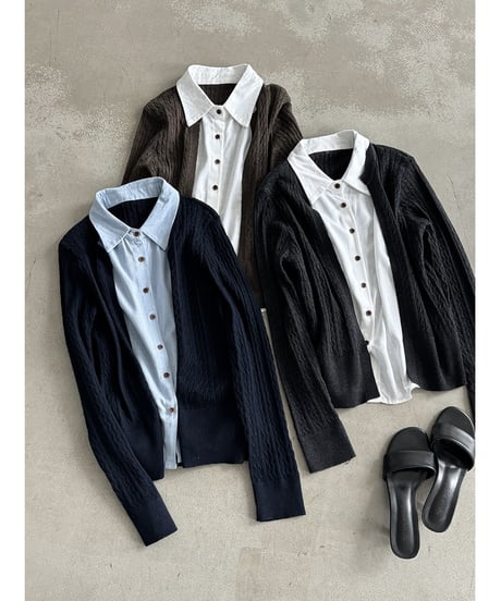 layered knit cardigan / 2color　hm3253