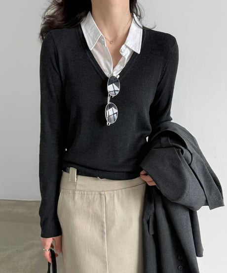 layered collar knit / 2color　hm3229