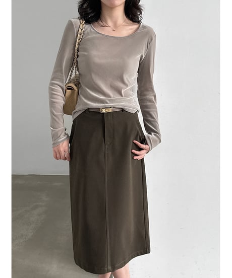 velvet u-neck top / 2color　hm3235