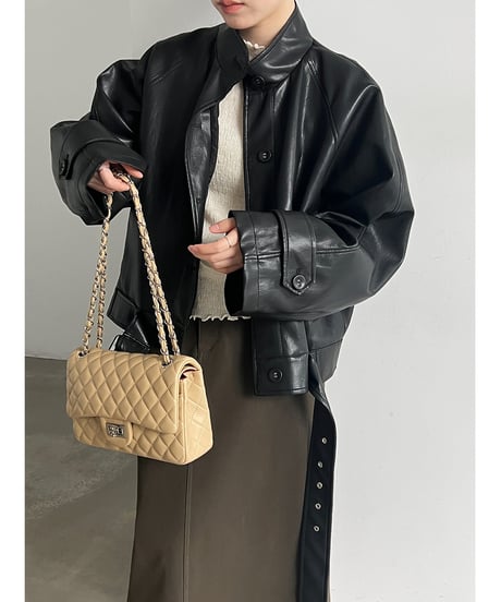 belted biker jacket / 2color　hm3248