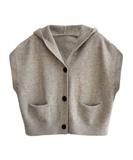 hooded knit vest / 4color　hm3218
