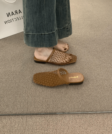 fishnet design flat sandal / 3color　hm2244