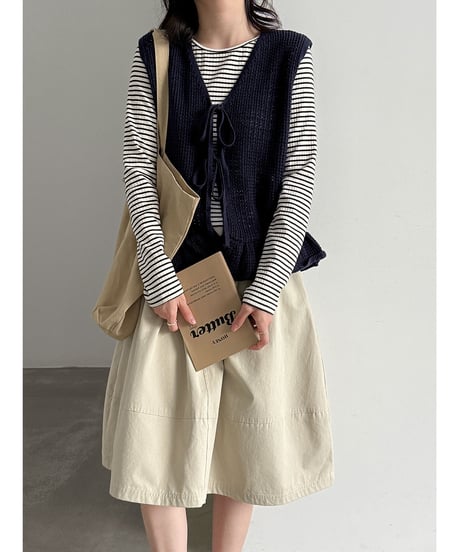 ruffle ribbon vest / 3color　hm3261