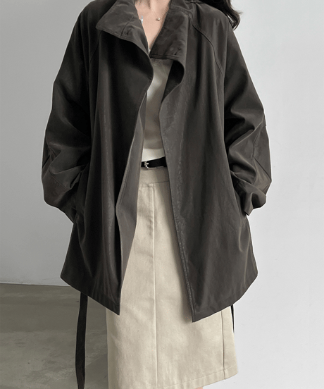faux-leather belted coat / 2color　hm3245