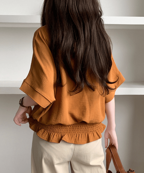 shirred hem blouse / 8color　hm3003
