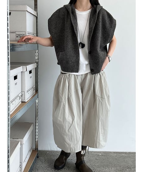 hooded knit vest / 4color　hm3218