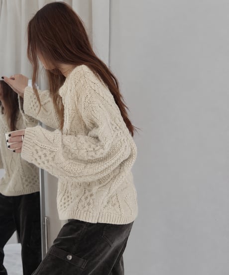 cable knit sweater / 3color　hm3227