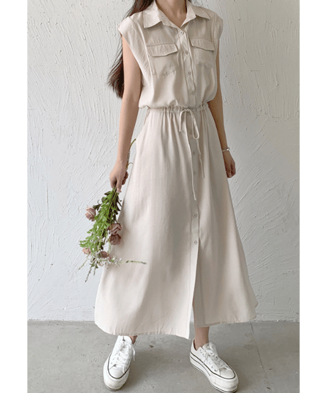 drawstring shirt dress / 3color　hm2991