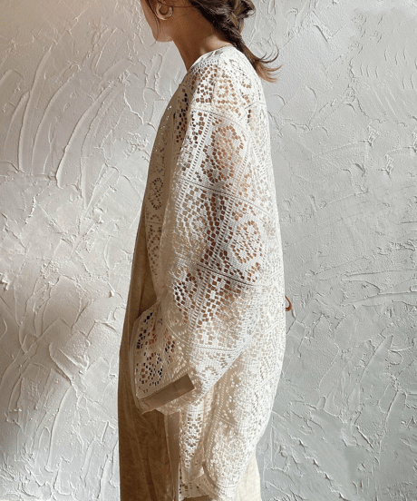 crochet lace blouse / 4color　hm3007