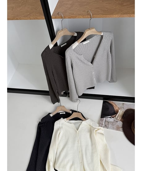 ribbed knit cardigan / 4color　hm3283