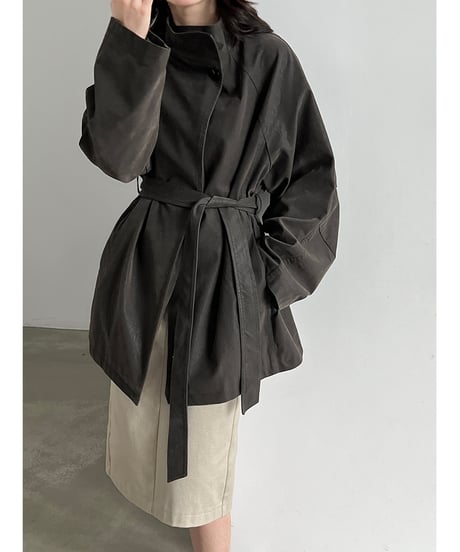 faux-leather belted coat / 2color　hm3245