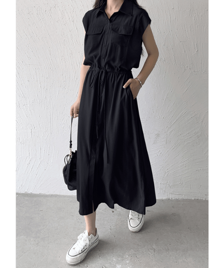 drawstring shirt dress / 3color　hm2991