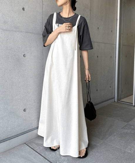 linen strap dress / 4color　hm3001