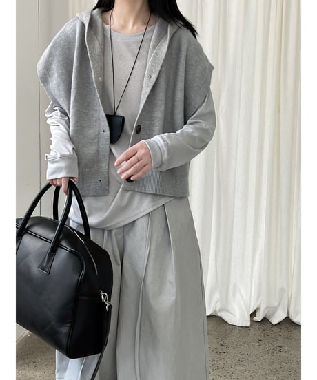 hooded knit vest / 4color　hm3218