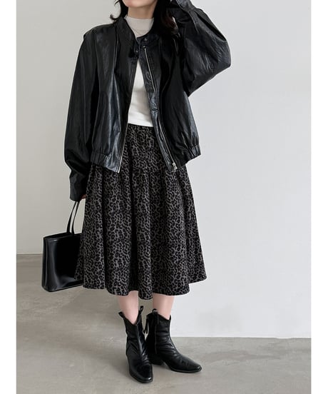 leopard flared skirt　hm3246