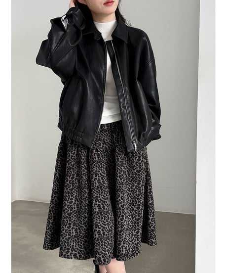 leopard flared skirt　hm3246