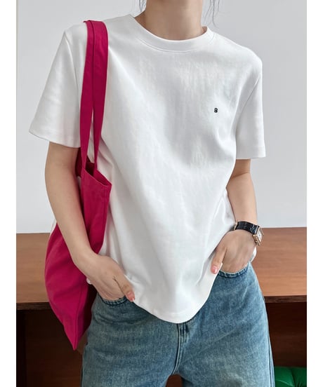 letter embroidery tee / 3color　hm3014