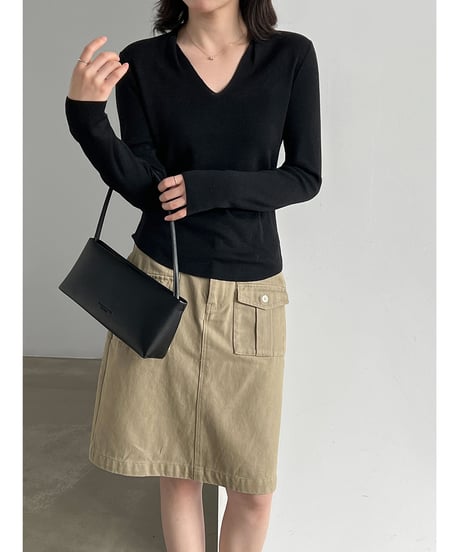 v-neck knit top / 4color　hm3265