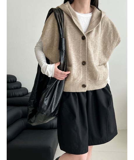 hooded knit vest / 4color　hm3218