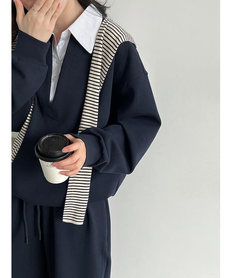 collared sweat set-up / 2color　hm3247