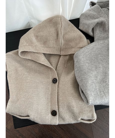 hooded knit vest / 4color　hm3218