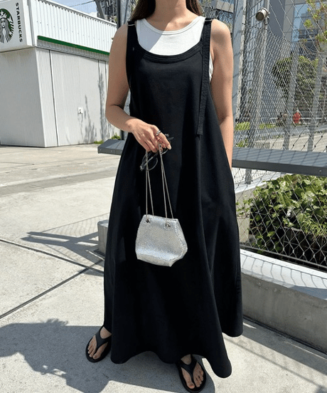 linen strap dress / 4color　hm3001