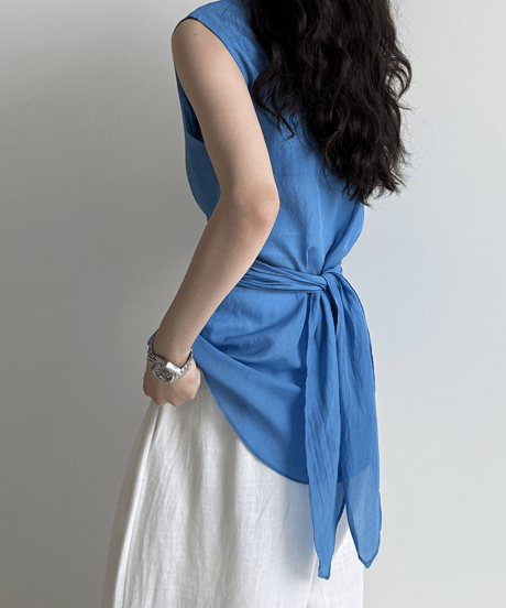 tie waist blouse / 2color　hm3017