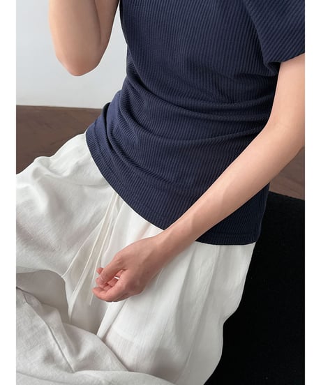 asymmetric ribbed top / 2color　hm3019