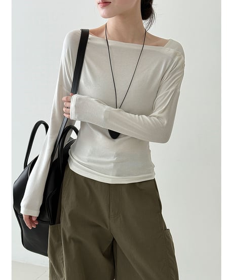 asymmetric button knit / 4color　hm3219