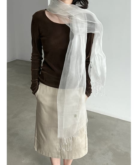 velvet u-neck top / 2color　hm3235