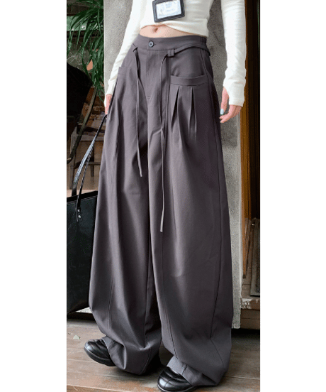 drawstring wide pants / 6color　hm1670