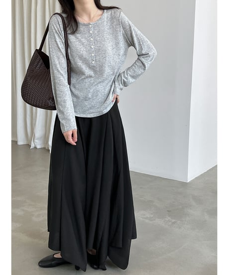 henley knit top / 6color　hm3126