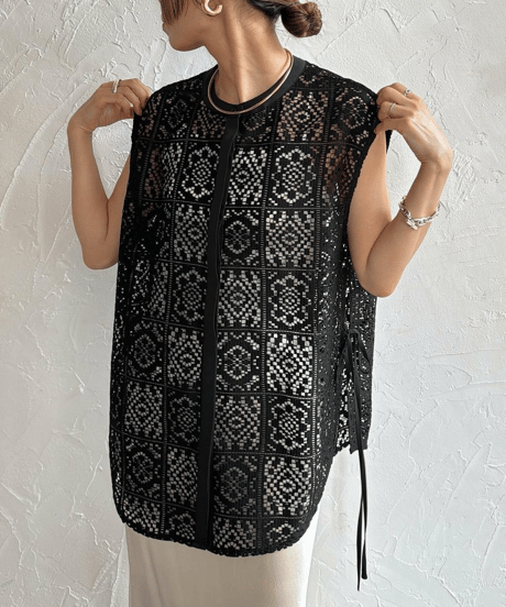 crochet lace blouse / 4color　hm3007