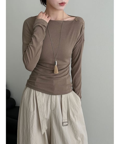 asymmetric button knit / 4color　hm3219
