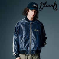 glamb グラム ブルゾン メンズ Fade Leather Track Jacket フェイドレザートラックジャケット ネイビー ブラック GB0326/JKT12