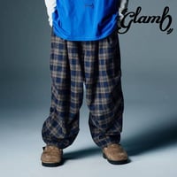 glamb グラム パンツ メンズ Knee Tuck Check Pants ニータックチェックパンツ ネイビー グレー GB0326/P03