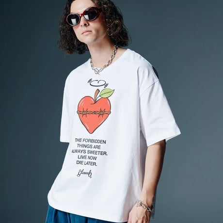 glamb グラム 半袖Tシャツ メンズ Apple Heart T-Shirt アップルハートTシャツ ホワイト ブラック GB0326/CS06