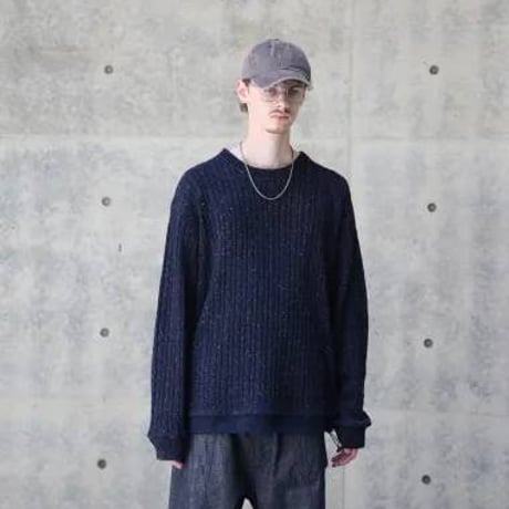 クオルト quolt 長袖ニット メンズ CABLE-NEPPY KNIT 秋冬商品 ダーク×ネイビー チャコール×ブラック 901T-1962
