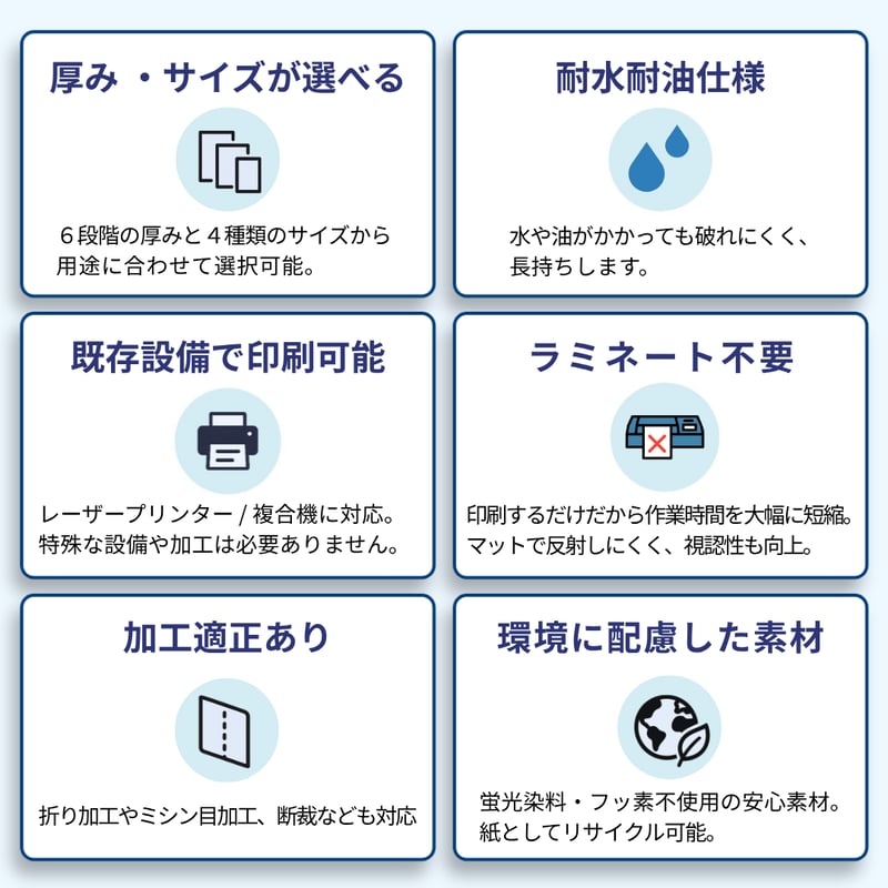 ラミネートが不要に｜厚みが選べる耐水紙 A4サイズ (297×210