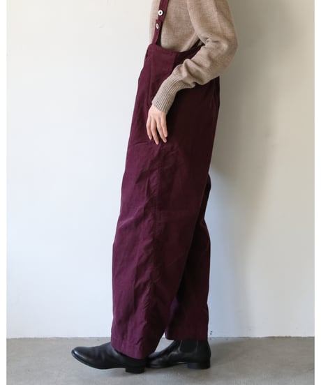 R&D.M.Co- / CORDUROY SUSPENDER PANTS <plum>