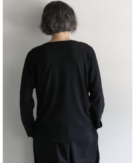 MITTAN / スーパー180's強撚ウールニット長袖 <黒 >
