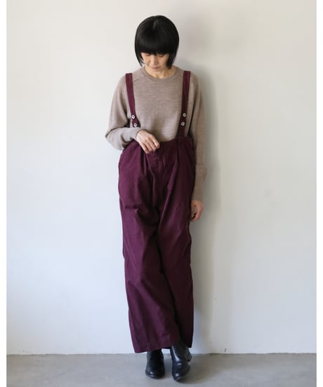 R&D.M.Co- / CORDUROY SUSPENDER PANTS <plum>