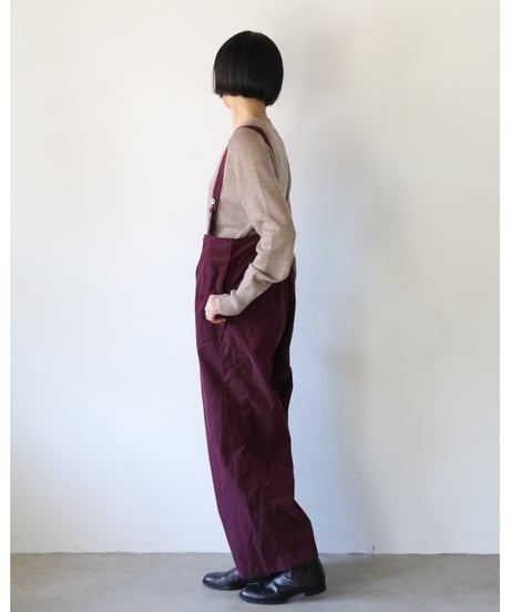 R&D.M.Co- / CORDUROY SUSPENDER PANTS <plum>